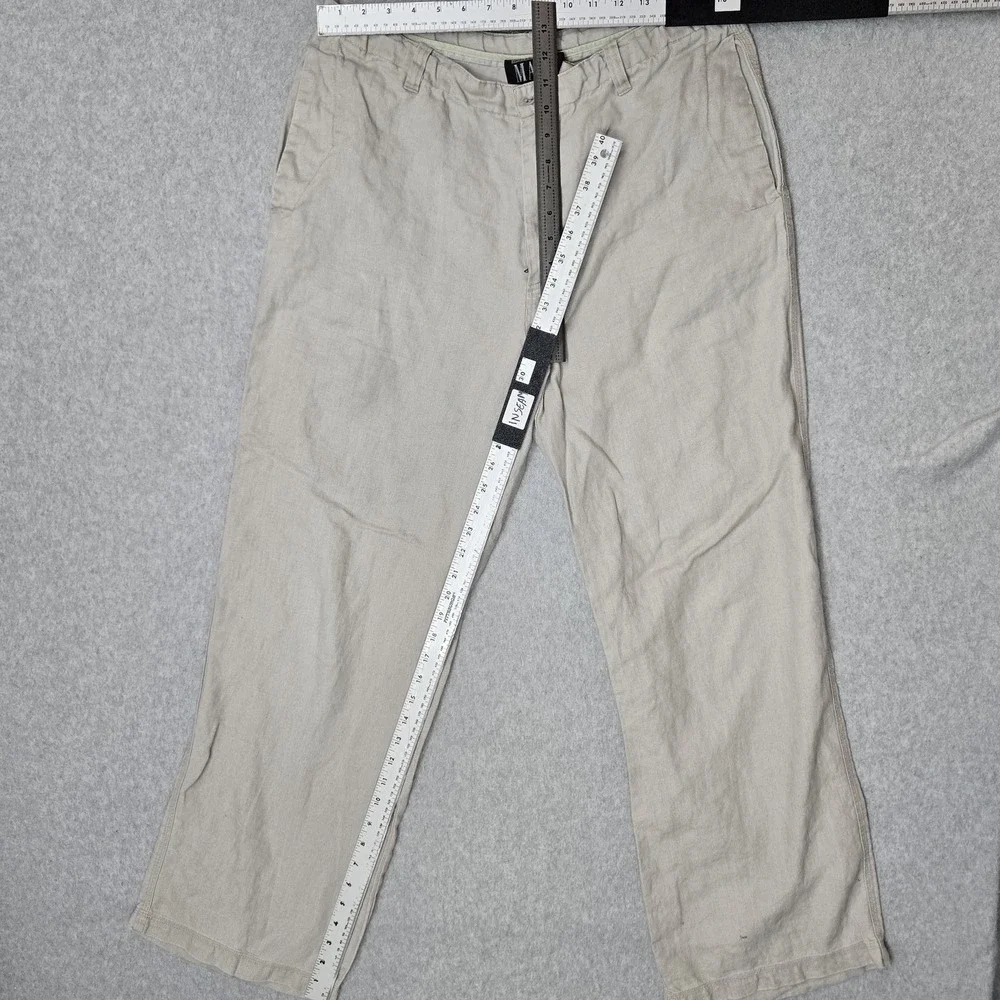 International Male Men Pants 34 Beige Linen Dress Pants Button 30